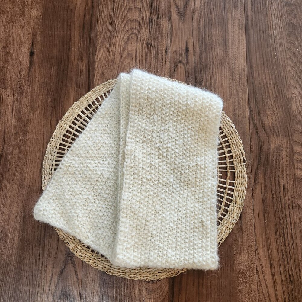 Loom Knit Handmade Off-White Soft and Cozy Scarf
